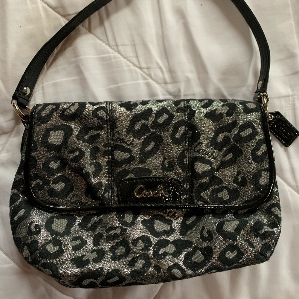 Authentic Coach mini purse leopard print black